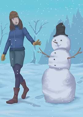 Girl and Snowman