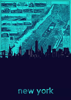 New York skyline map 4