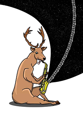 Deer Playing Saxophone