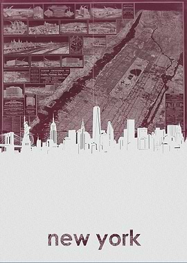 New York skyline map 3