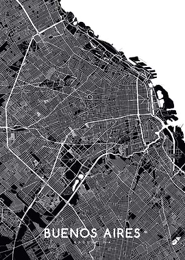 Buenos Aires map black