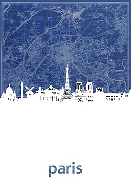 Paris skyline map 2