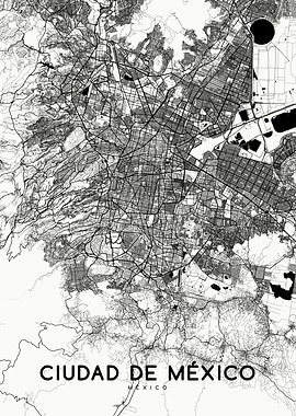 Ciudad de Mexico map white