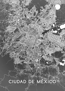 Ciudad de Mexico map BW