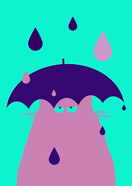 Lilac Cat with Umbrella