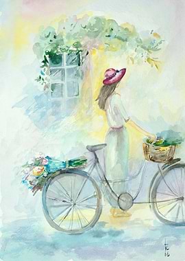 Girl with bicycle