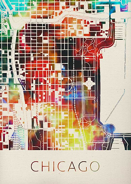 Chicago Watercolor Map