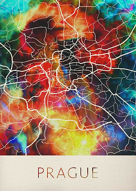 Prague Watercolor City Map