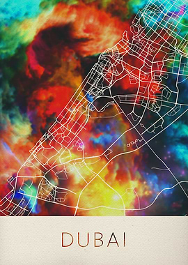 Dubai Watercolor City Map