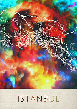 Istanbul Watercolor Map