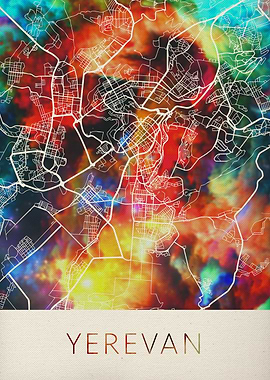 Yerevan Watercolor Map