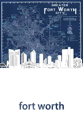 Fort worth skyline blue