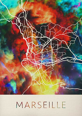 Marseille Watercolor Map
