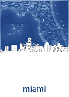 Miami skyline blue