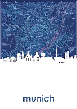 Munich skyline blue