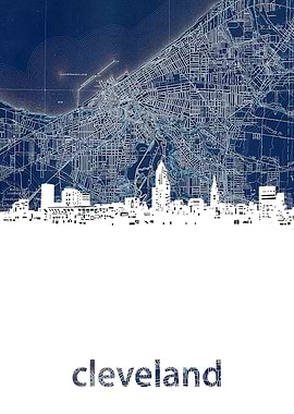 Cleveland skyline blue