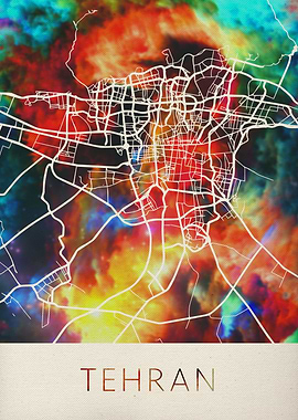 Tehran Watercolor Map