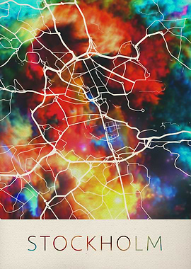 Stockholm Watercolor Map