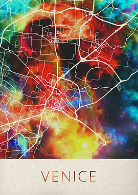 Venice Watercolor City Map