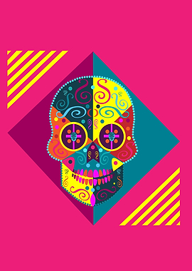 Fun colorful skull icon 2