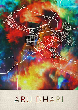 Abu Dhabi Watercolor Map