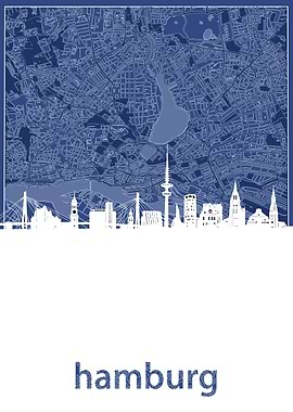 Hamburg skyline blue