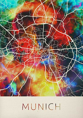 Munich Watercolor City Map
