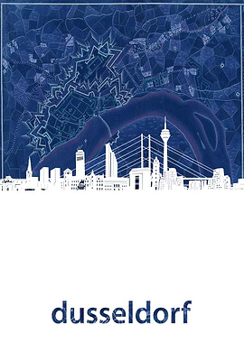 Dusseldorf skyline blue