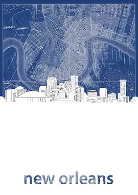 New Orleans skyline blue