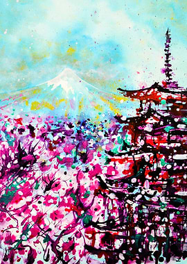 Chureito Pagoda In Spring