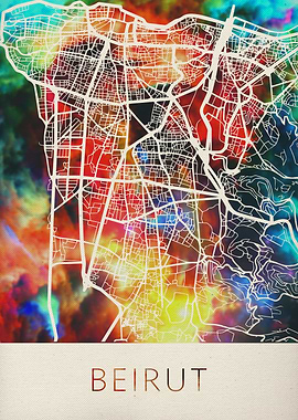 Beirut Watercolor City Map