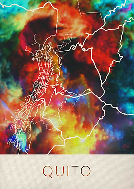Quito Watercolor City Map