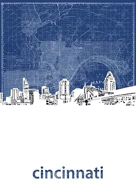 Cincinnati skyline blue
