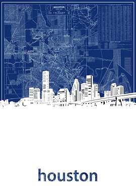 Houston skyline blue