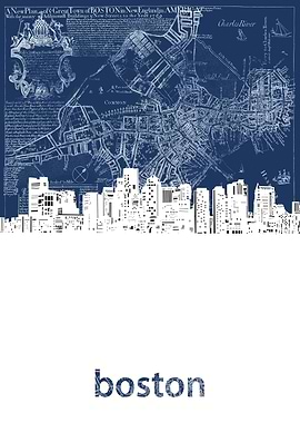 Boston skyline blue