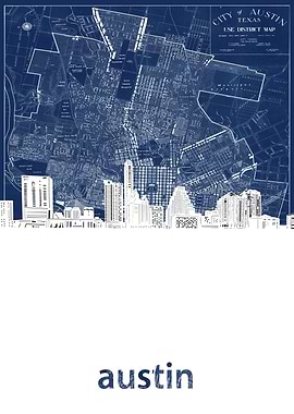 Austin skyline blue