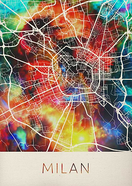 Milan Watercolor City Map
