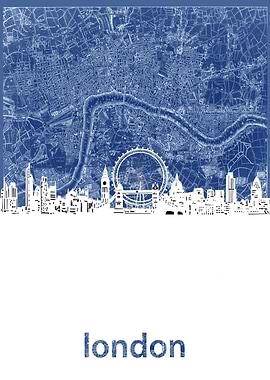 London skyline blue