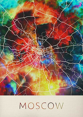 Moscow Watercolor City Map