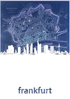 Frankfurt skyline blue