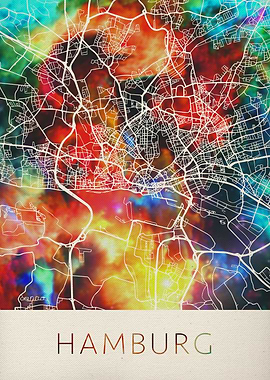 Hamburg Watercolor Map