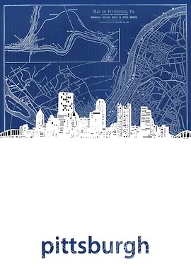 Pittsburgh skyline blue