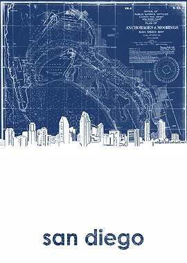 San Diego skyline blue