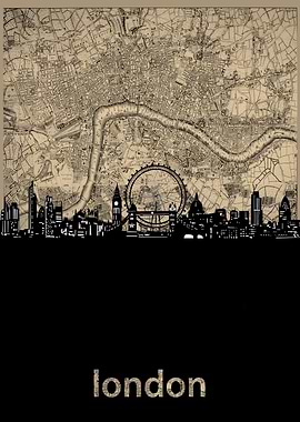 London skyline sepia