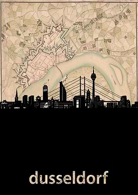 Dusseldorf skyline sepia