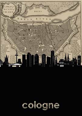 Cologne skyline sepia