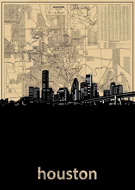 Houston skyline sepia