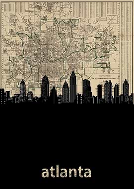 Atlanta skyline sepia