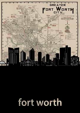 Fort Worth skyline sepia