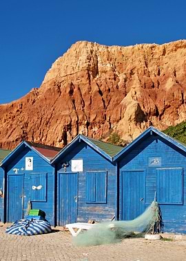Blue fishermen huts
